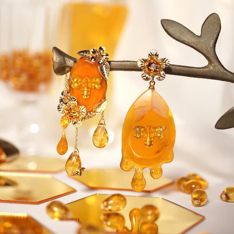 溶ける琥珀のピアス/イヤリング
