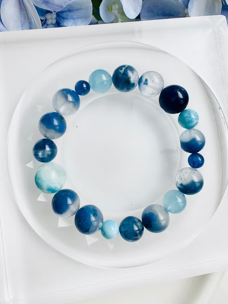 藍天白雲獨家設計款藍絨晶藍晶石拉利瑪紓解壓力切斷負面提升能量