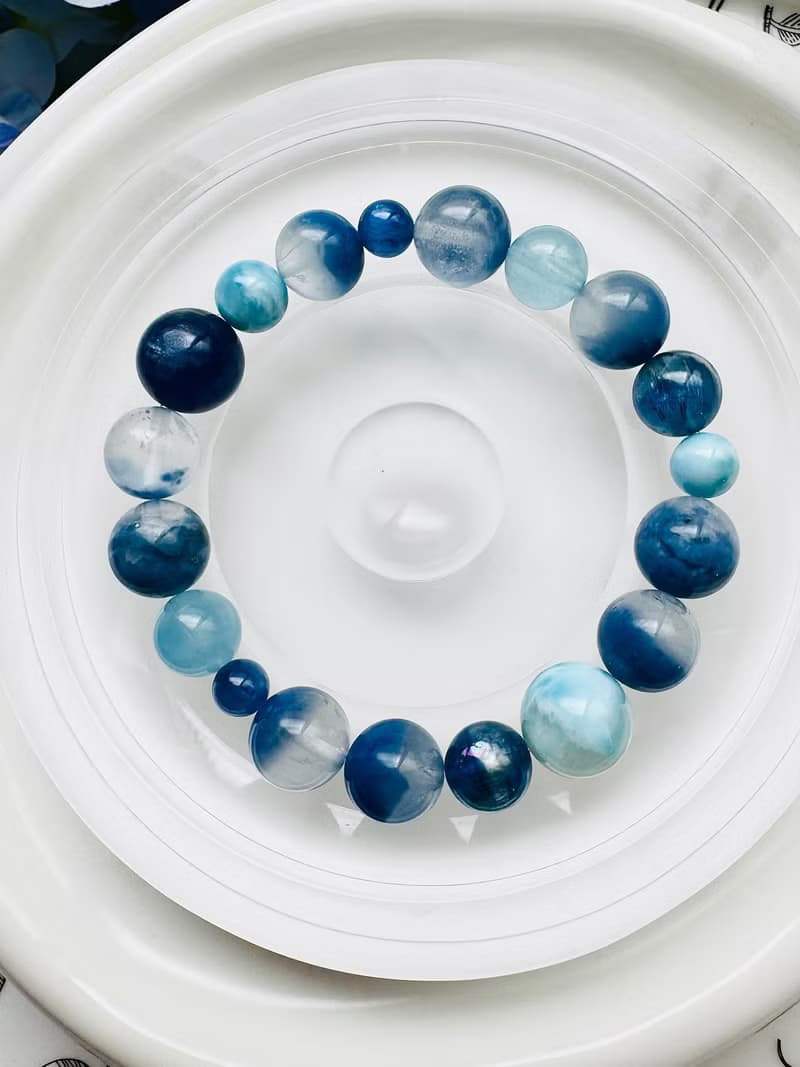 藍天白雲獨家設計款藍絨晶藍晶石拉利瑪紓解壓力切斷負面提升能量