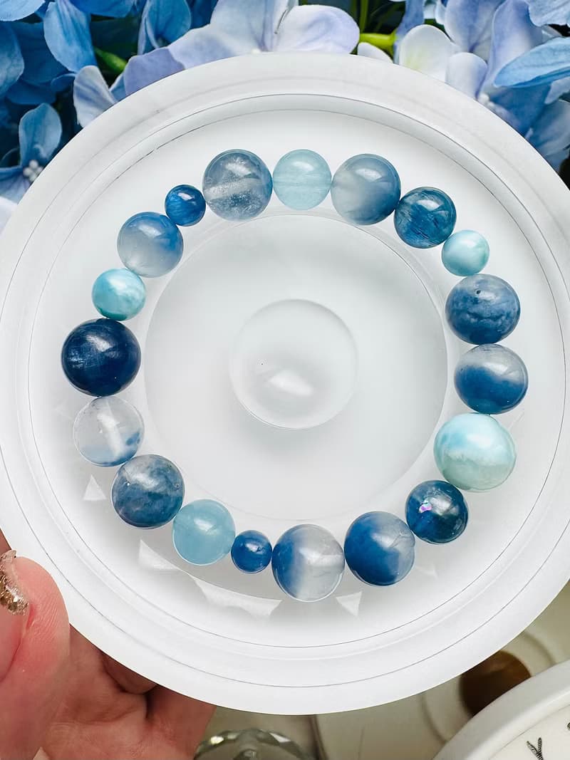 藍天白雲獨家設計款藍絨晶藍晶石拉利瑪紓解壓力切斷負面提升能量