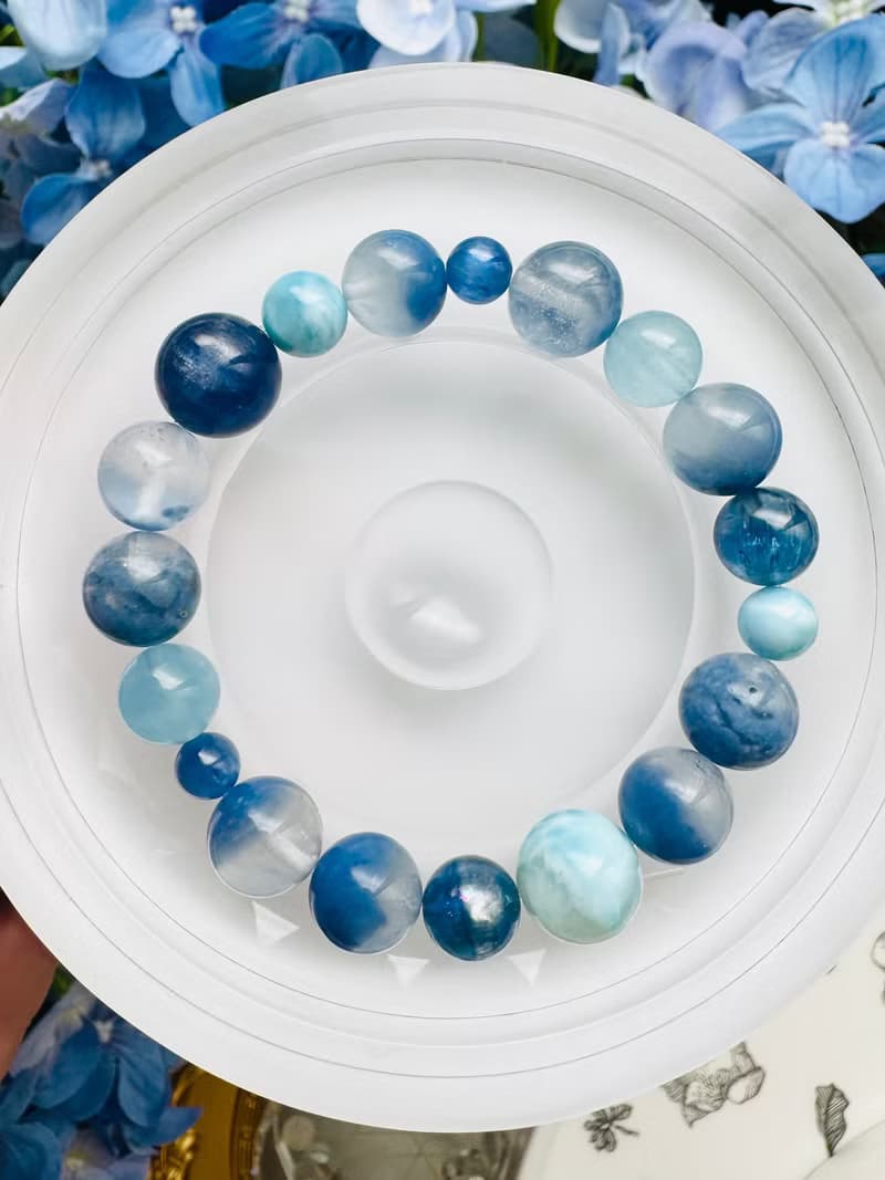 藍天白雲獨家設計款藍絨晶藍晶石拉利瑪紓解壓力切斷負面提升能量