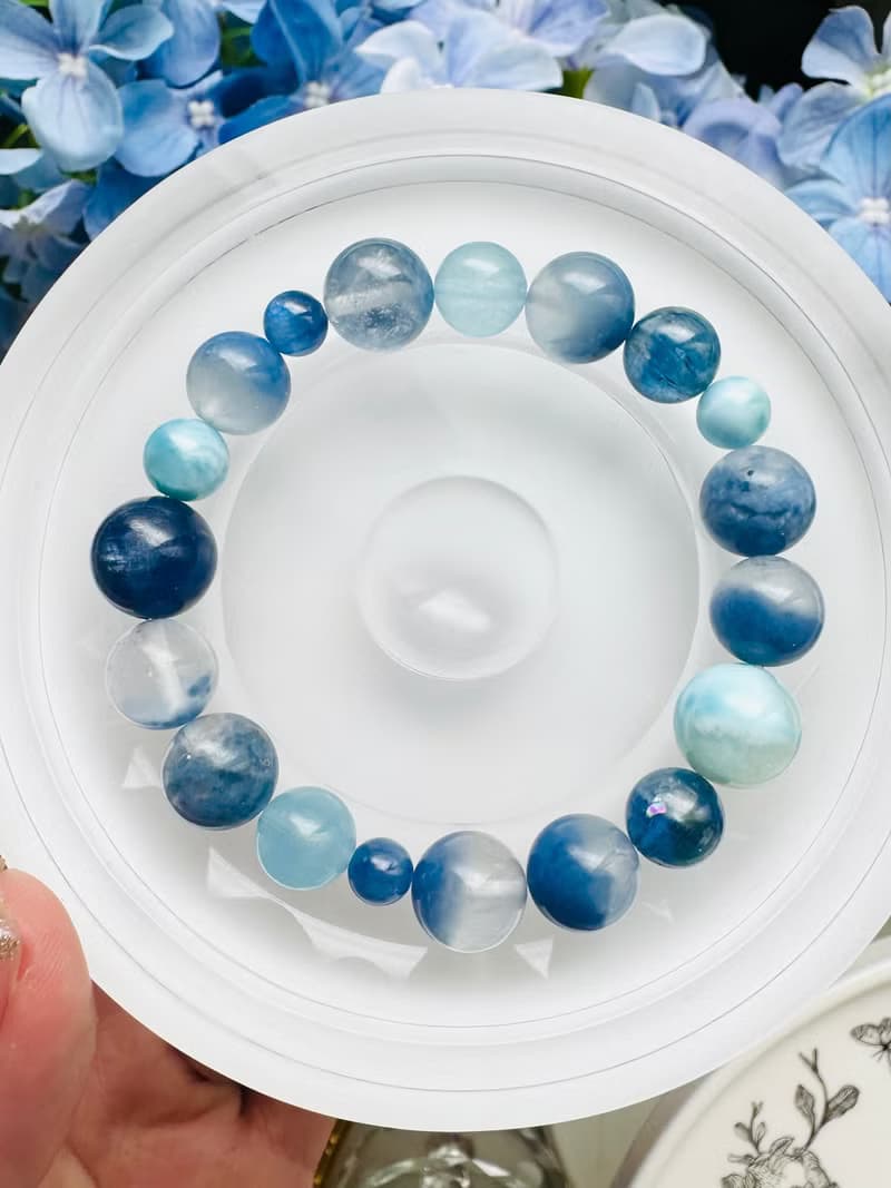 藍天白雲獨家設計款藍絨晶藍晶石拉利瑪紓解壓力切斷負面提升能量