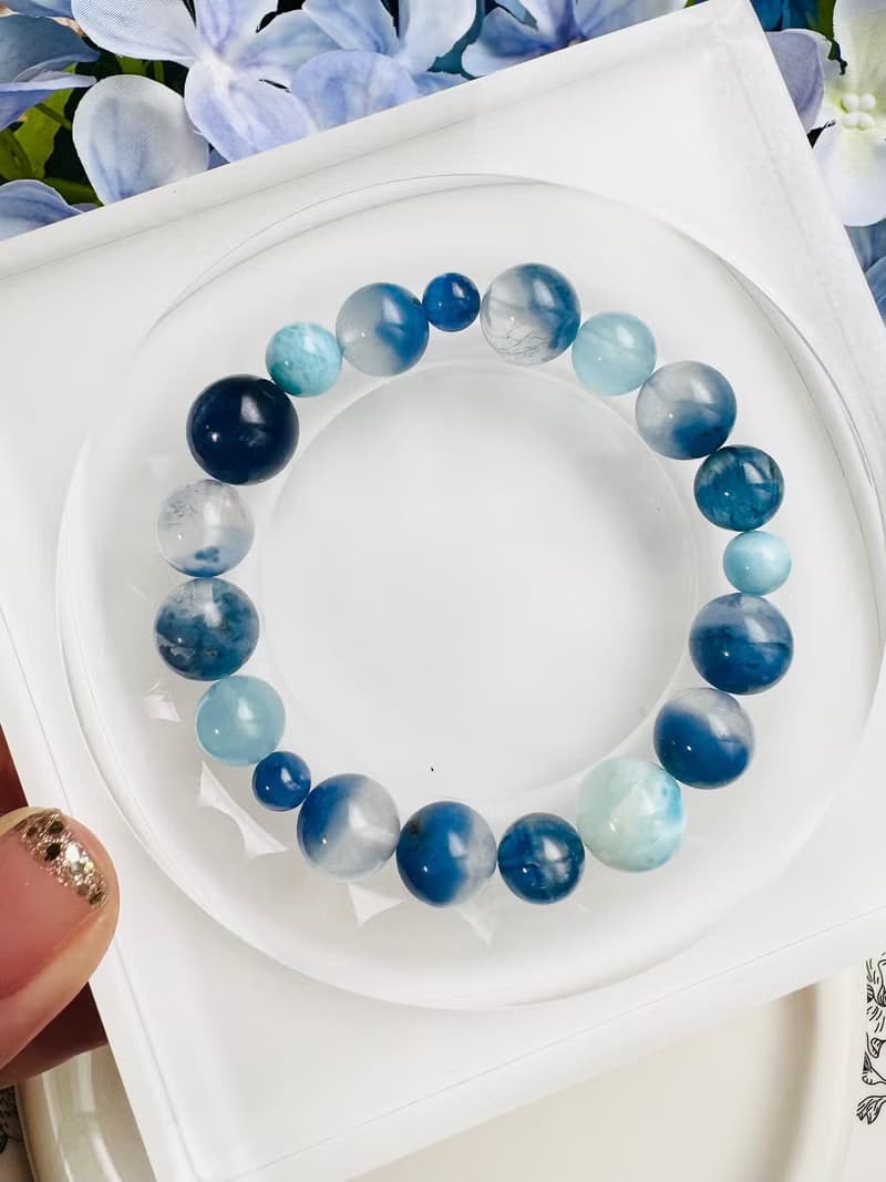 藍天白雲獨家設計款藍絨晶藍晶石拉利瑪紓解壓力切斷負面提升能量