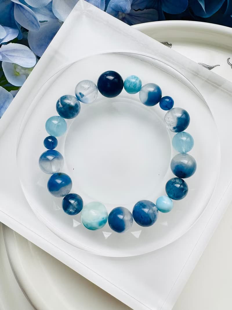 藍天白雲獨家設計款藍絨晶藍晶石拉利瑪紓解壓力切斷負面提升能量