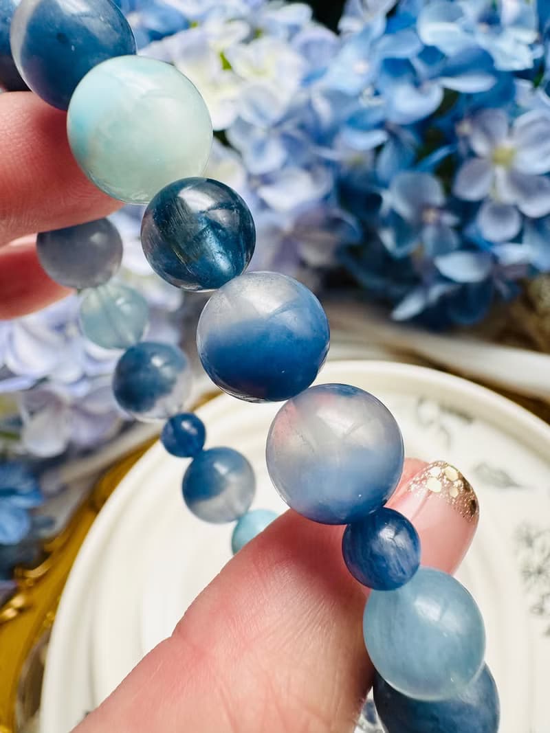 藍天白雲獨家設計款藍絨晶藍晶石拉利瑪紓解壓力切斷負面提升能量