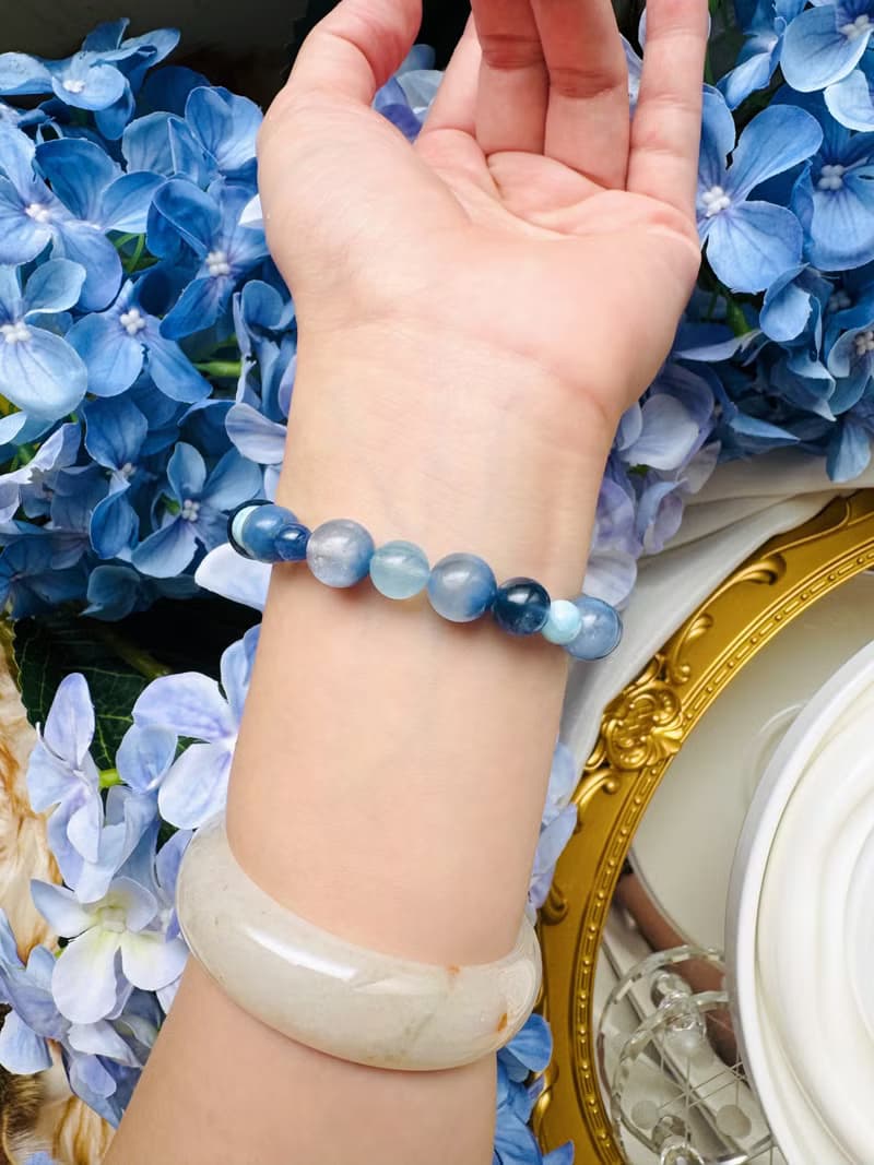 藍天白雲獨家設計款藍絨晶藍晶石拉利瑪紓解壓力切斷負面提升能量