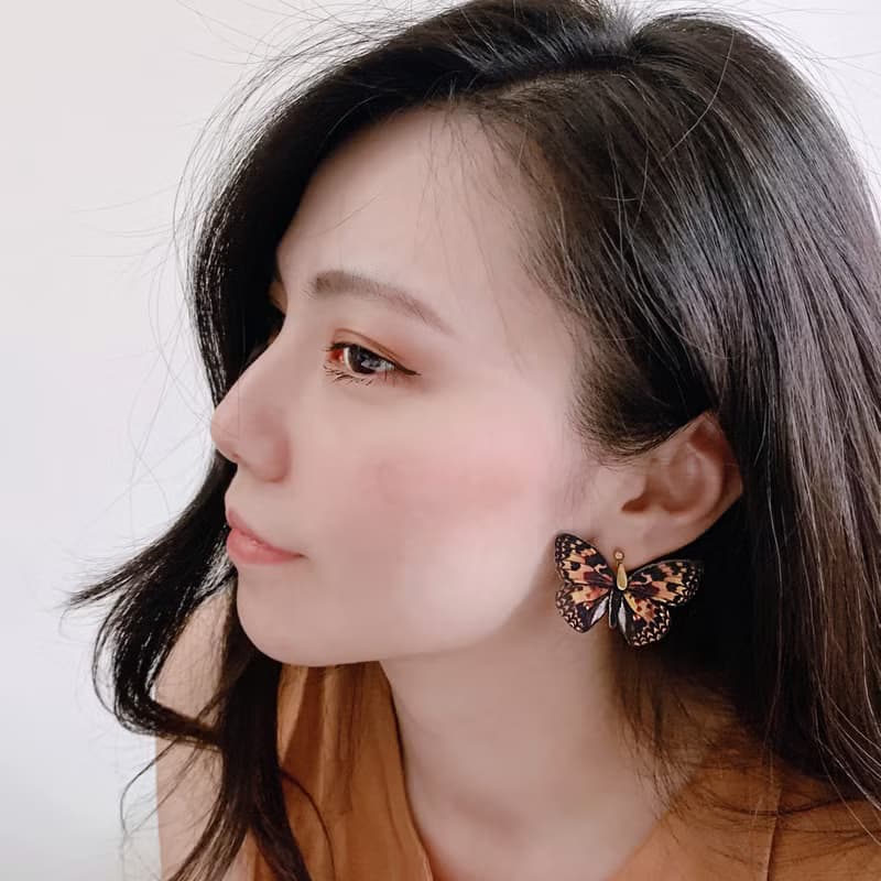 耳環 臺灣燦蛺蝶 刺繡 手工 台灣 蝴蝶 珍珠 耳夾 生日 禮盒 情人