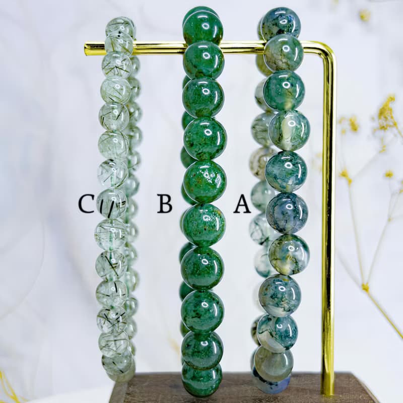 【綠色系水晶】綠草莓晶/水草瑪瑙/綠碧璽髮晶手鍊