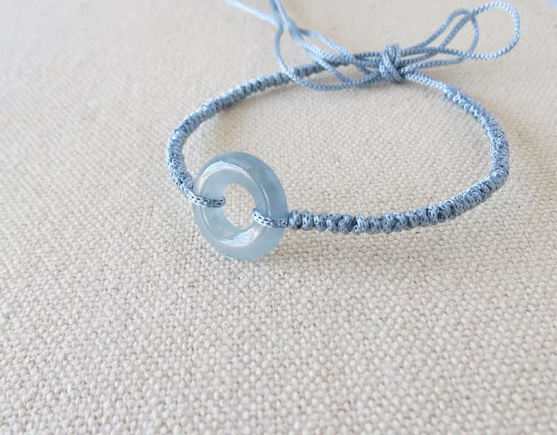 本命年【歲歲平安】冰藍紫雪花棉平安扣翡翠絲光編織手鍊SS14開運