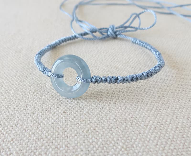 本命年【歲歲平安】冰藍紫雪花棉平安扣翡翠絲光編織手鍊SS14開運