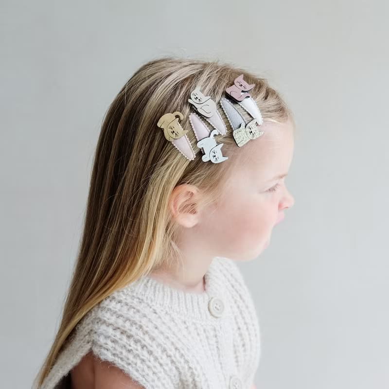 英國Mimi & Lula_AW25_秋日山林_俏皮小貓迷你滴答夾5入