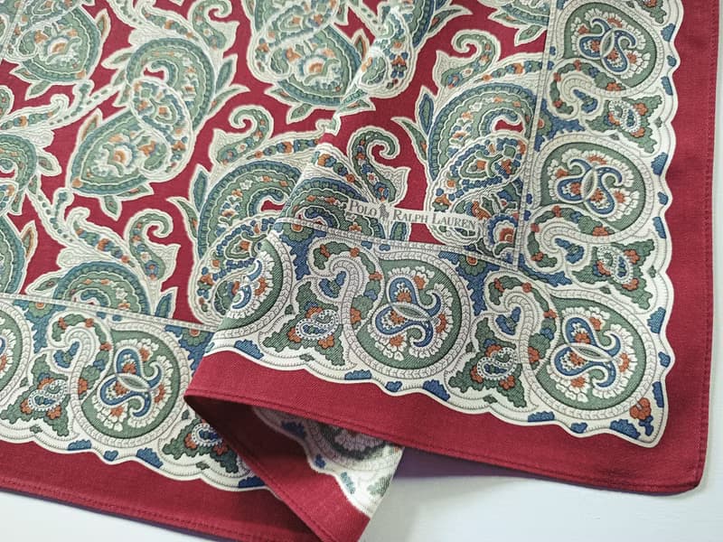 Polo Ralph Lauren Vintage Handkerchief Motif Paisley Floral 20.5 x 20.5 inches