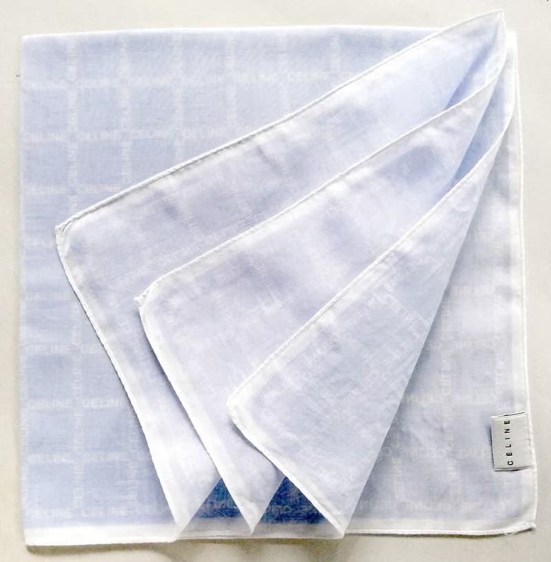 Celine Vintage Handkerchief Monogram Logo Blue 22.5 x 22.5 inches
