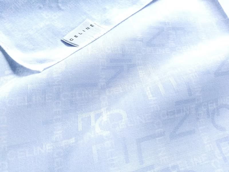 Celine Vintage Handkerchief Monogram Logo Blue 22.5 x 22.5 inches