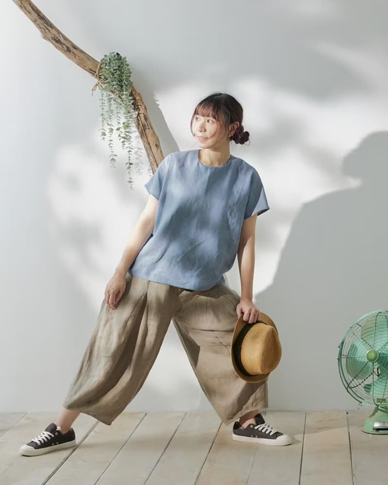 【森織海】森系亞麻圓領小蓋袖上衣-可訂製顏色