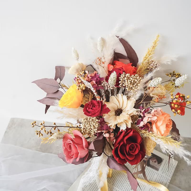 【竒植花物】大膽跳色永生乾燥捧花 求婚花束 情人節 新娘捧花