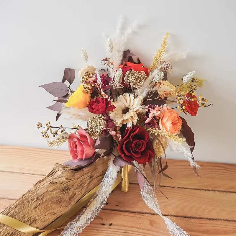 【竒植花物】大膽跳色永生乾燥捧花 求婚花束 情人節 新娘捧花