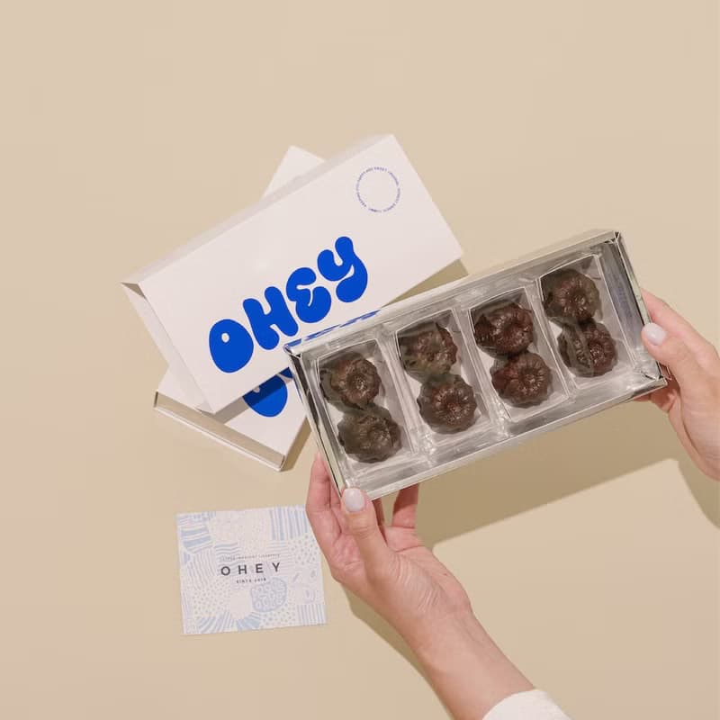 OHEY可麗露禮盒-小藍花 | 情人節禮物 - 有附提袋