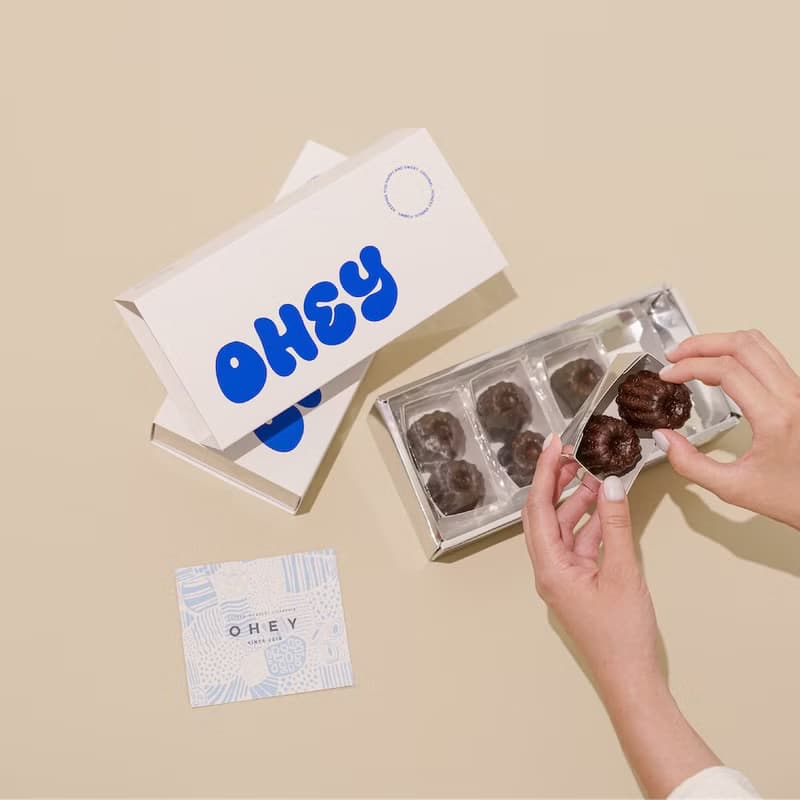 OHEY可麗露禮盒-小藍花 | 情人節禮物 - 有附提袋