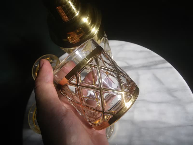 【老時光 OLD-TIME】早期二手美國ALTUZARRA厚重玻璃描金雪克杯組