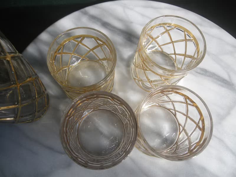 【老時光 OLD-TIME】早期二手美國ALTUZARRA厚重玻璃描金雪克杯組