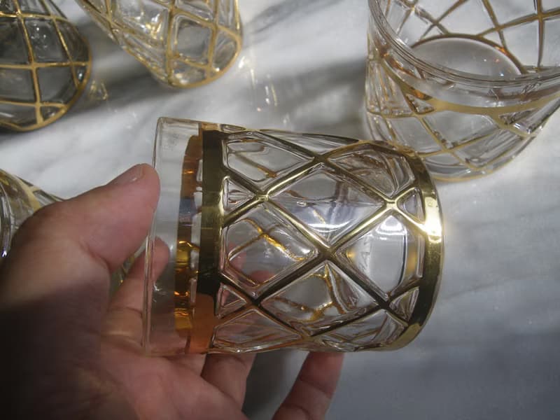 【老時光 OLD-TIME】早期二手美國ALTUZARRA厚重玻璃描金雪克杯組