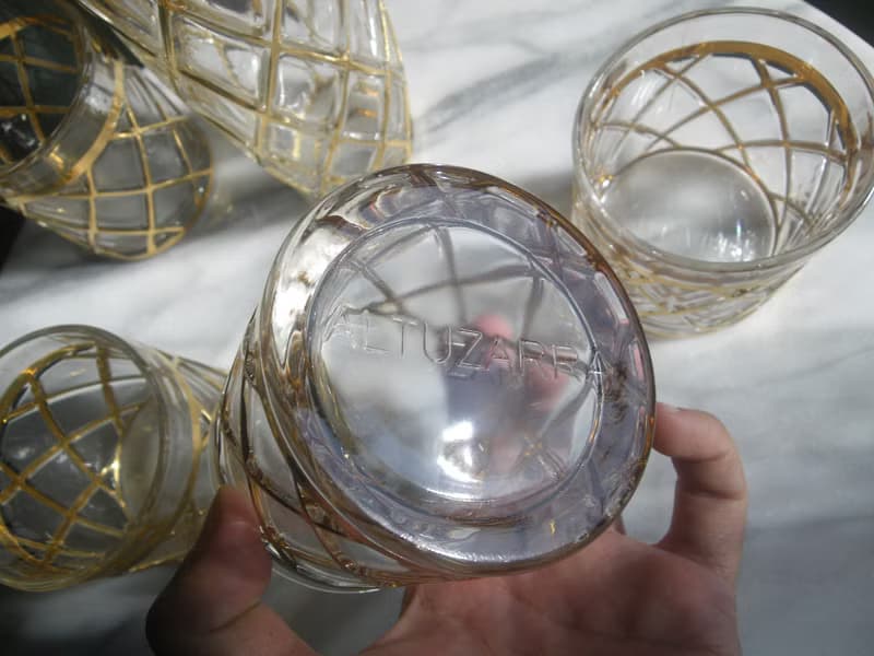 【老時光 OLD-TIME】早期二手美國ALTUZARRA厚重玻璃描金雪克杯組