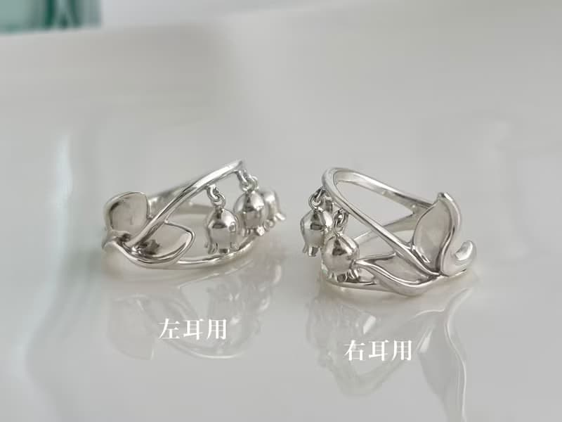 そよ風に揺れるすずらんのイヤーカフ　〜Lily of the valley〜　【右耳用】