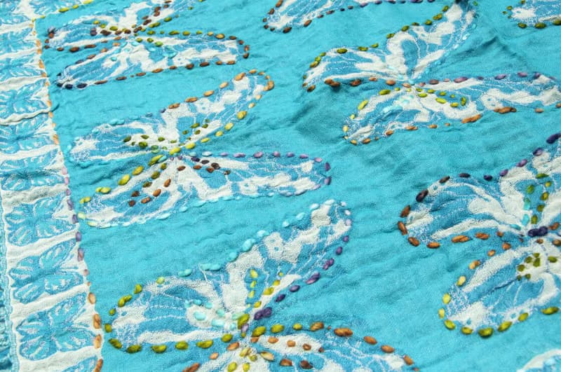 喀什米爾Cashmere/水煮羊毛披肩/針織圍巾/刺繡圍巾/羊絨披巾-蝶