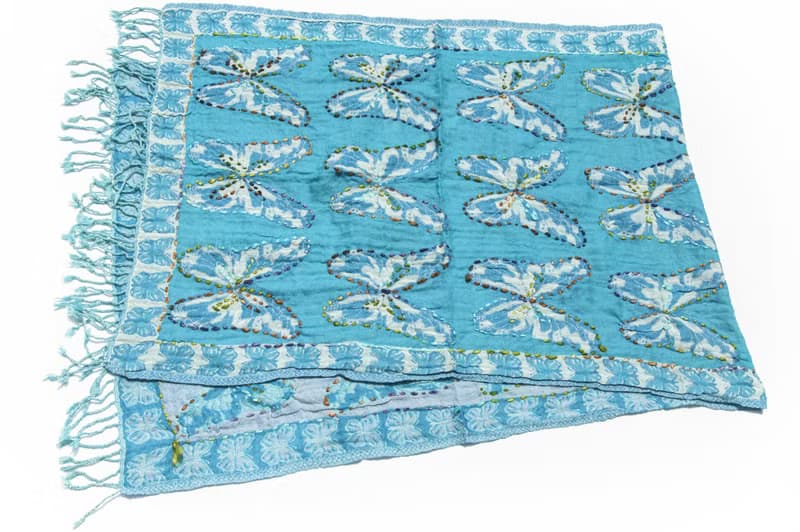 喀什米爾Cashmere/水煮羊毛披肩/針織圍巾/刺繡圍巾/羊絨披巾-蝶