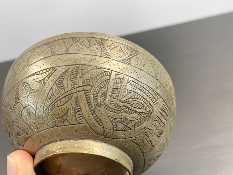 古董黃銅圓碗手工容器手工餐具廚具咖哩