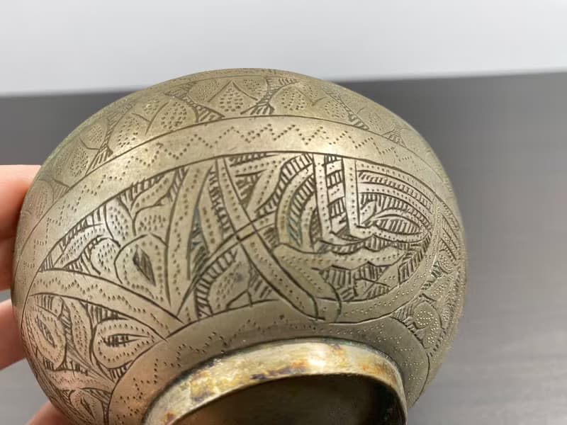 古董黃銅圓碗手工容器手工餐具廚具咖哩