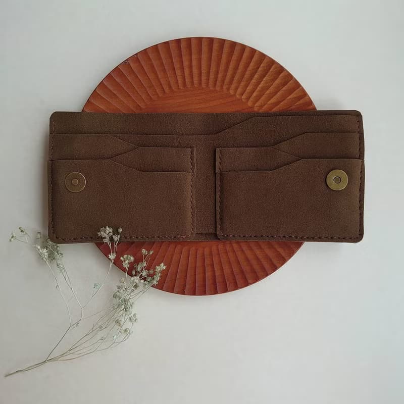 Section 素皮革質感短夾 - 星空樹屋色系 - 純色