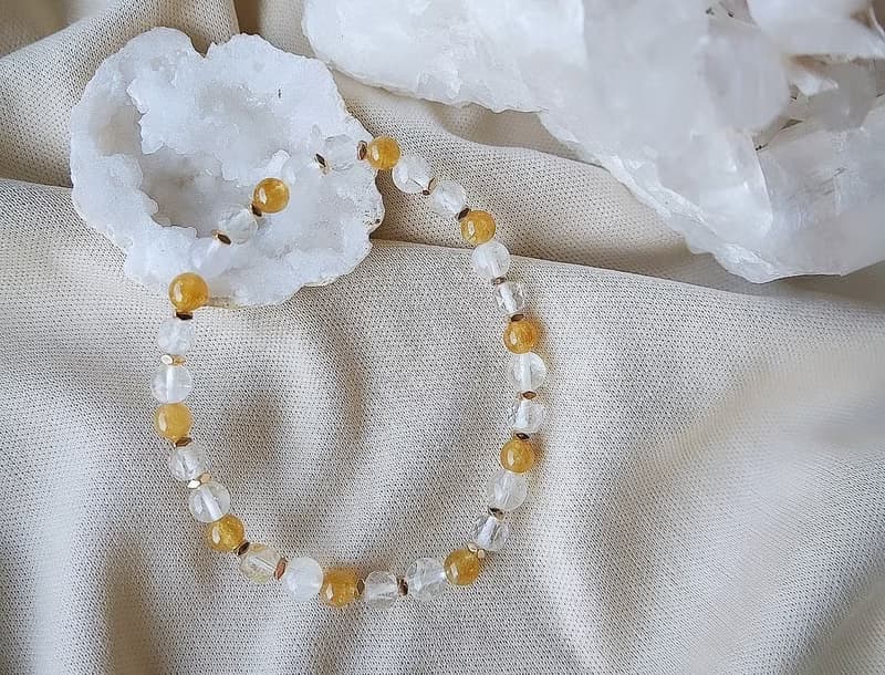 金絲雀黃碧璽/金髮晶/藍針白水晶-小金磚。吸引財富行動力貴人運