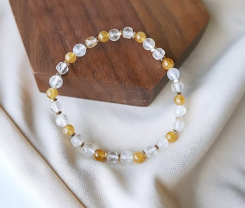 金絲雀黃碧璽/金髮晶/藍針白水晶-小金磚。吸引財富行動力貴人運