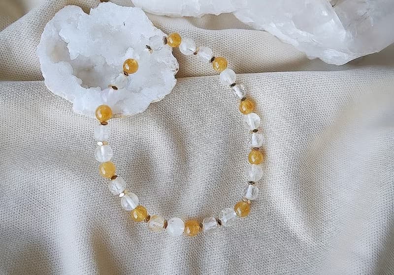 金絲雀黃碧璽/金髮晶/藍針白水晶-小金磚。吸引財富行動力貴人運