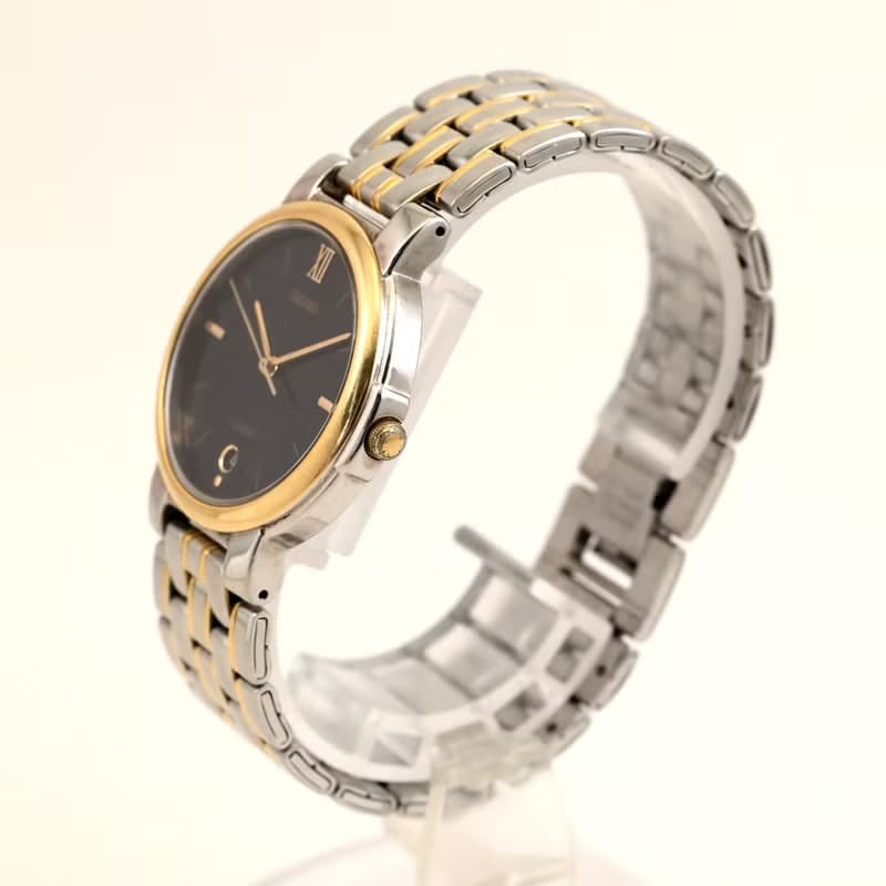 SEIKO LUCENT 7N22-6B20 ユニセックス 1984年 ダークブルーダイヤル デイト付 クォーツ ゴールド×シルバーコンビブレス  手錶 古董錶