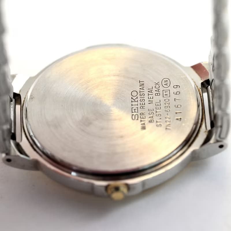 SEIKO LUCENT 7N22-6B20 ユニセックス 1984年 ダークブルーダイヤル デイト付 クォーツ ゴールド×シルバーコンビブレス  手錶 古董錶