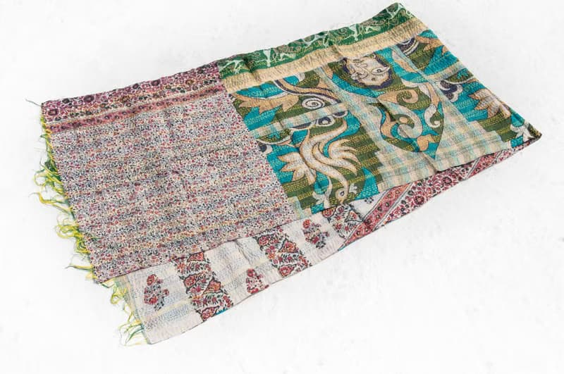 手工縫紗麗布絲巾/絲綢刺繡圍巾/印度絲綢刺繡絲巾-綠色藍天草原