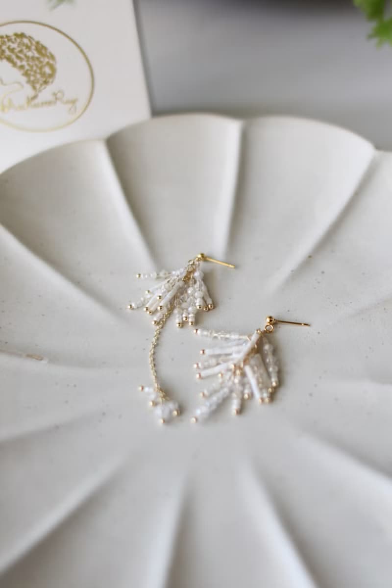 晶綺 - 不對稱 手工串珠水晶耳環 送禮 結婚