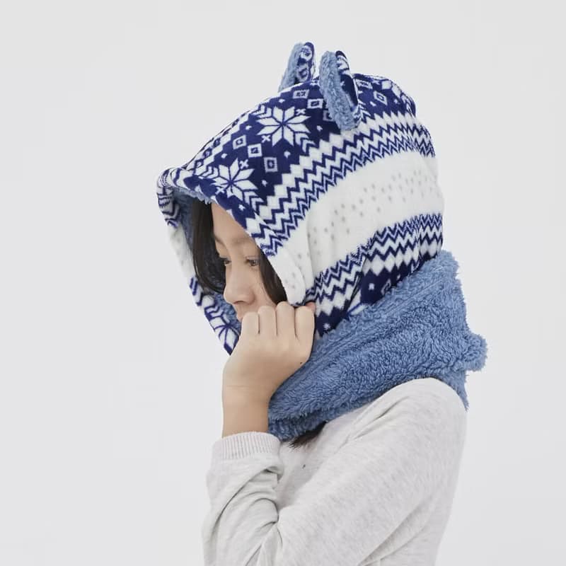 Yuki雪精靈兒童連帽脖圍/冰河藍