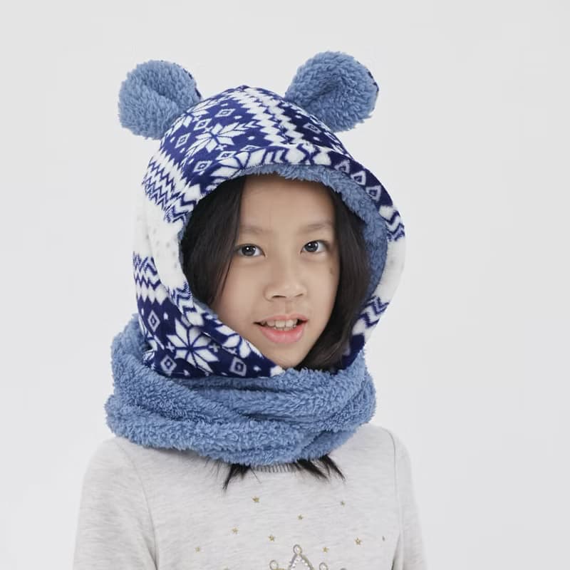 Yuki雪精靈兒童連帽脖圍/冰河藍