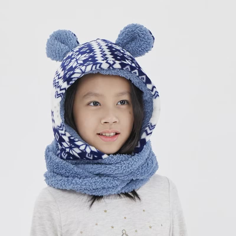 Yuki雪精靈兒童連帽脖圍/冰河藍