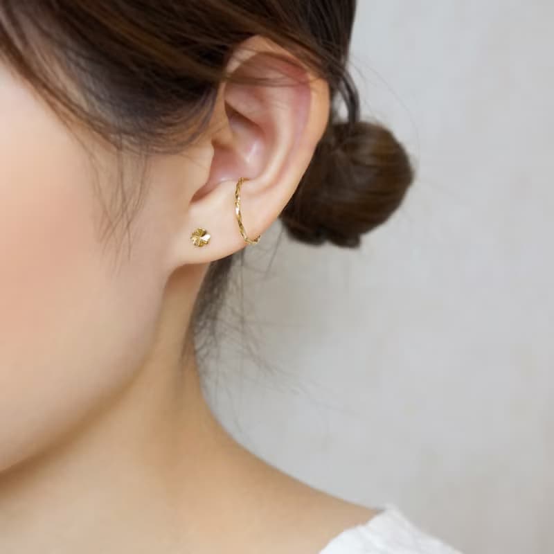 【Second Earrings】 18K 黃金四葉草單隻耳環
