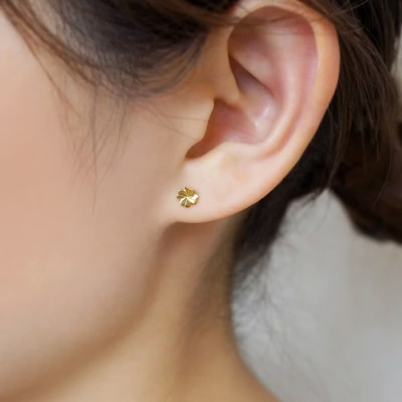 【Second Earrings】 18K 黃金四葉草單隻耳環