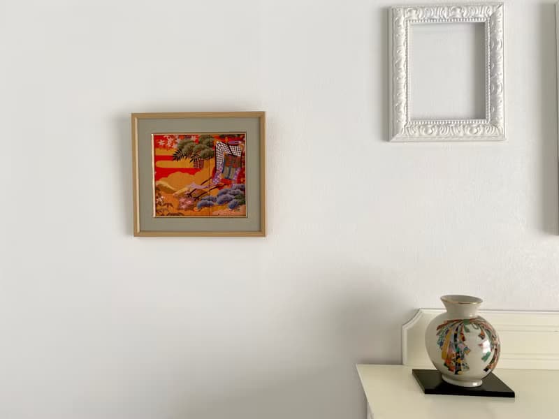 きものアート031　アートパネル　和柄　吉祥文様　御所車　お祝い　着物リメイクアート