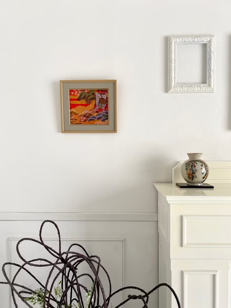 きものアート031　アートパネル　和柄　吉祥文様　御所車　お祝い　着物リメイクアート