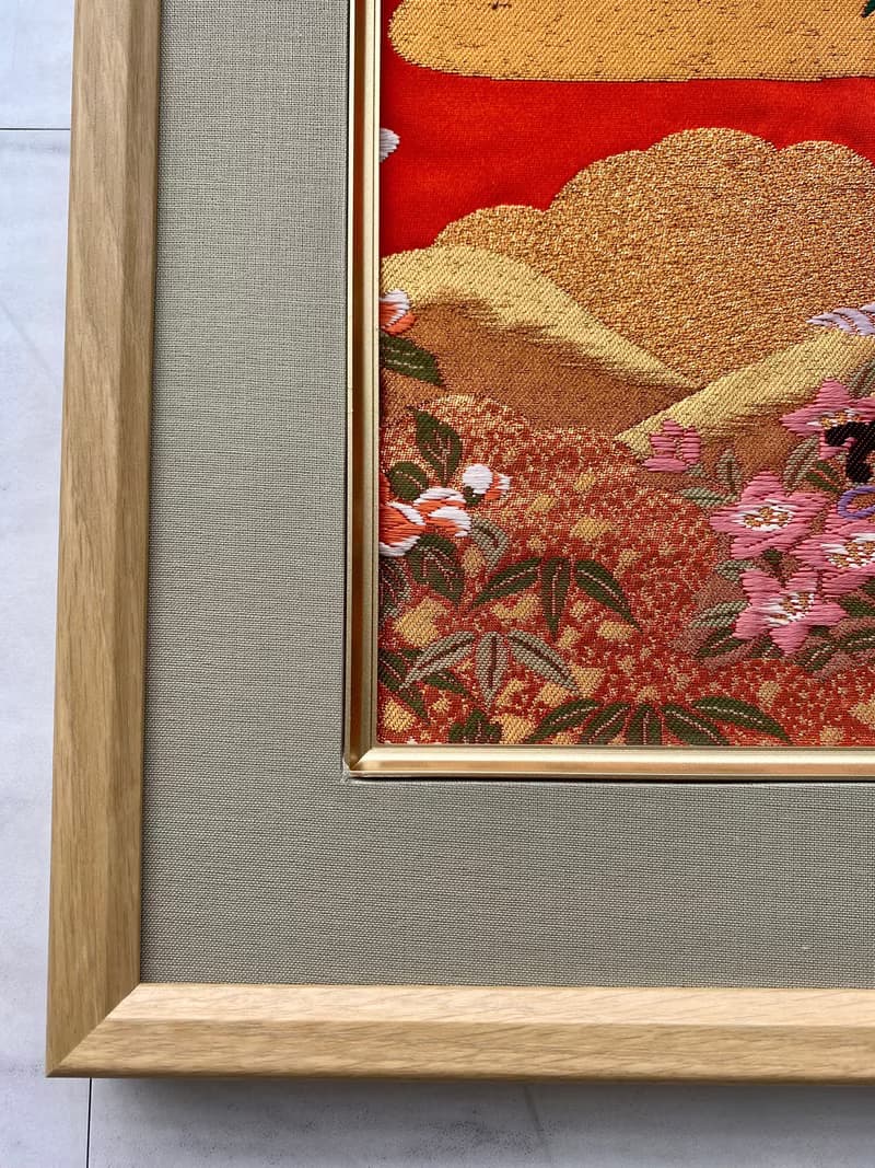 きものアート031　アートパネル　和柄　吉祥文様　御所車　お祝い　着物リメイクアート