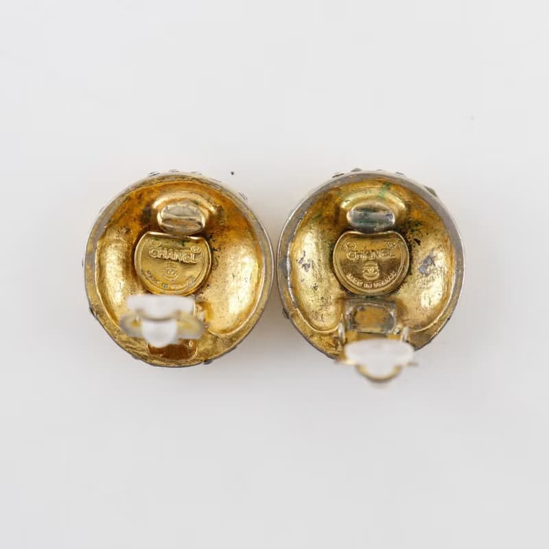【日本直送】シャネル CHANEL ロゴ イヤリング ヴィンテージ 金メッキ × ラインストーン 約20.5g レディース【中古】