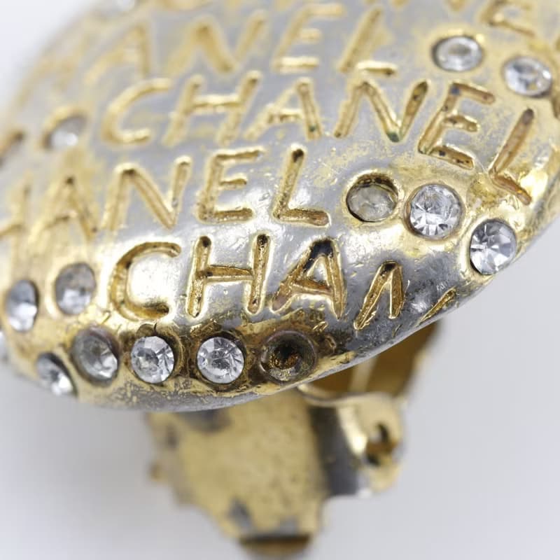 【日本直送】シャネル CHANEL ロゴ イヤリング ヴィンテージ 金メッキ × ラインストーン 約20.5g レディース【中古】